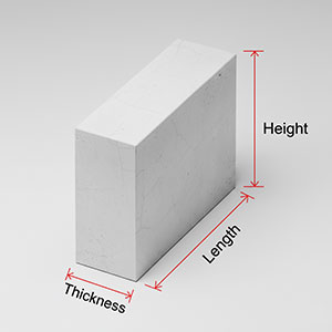 Visual guide used in a concrete calculator to identify the height, length, and wall thickness for an accurate structural concrete estimate.